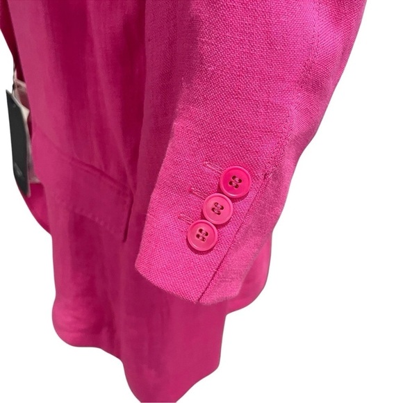 WEEKEND MAX MARA Nalut Linen Canvas Single Breast Blazer Size 16 Fuchsia $575 - Picture 8 of 16